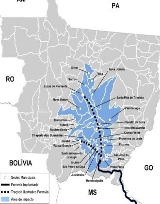 Traçado ferrovia MT