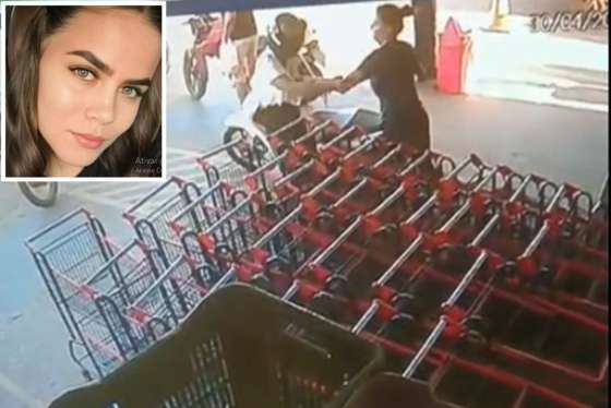 Evelyn Poliana de Oliveira Guimarães (detalhe) foi filmada tentando atingir a mulher